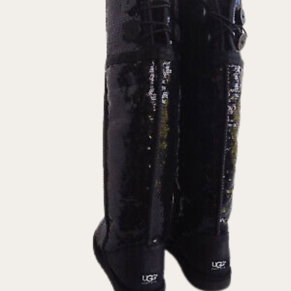 UGG Over the Knee Button Bailey Black Sequins. Rare & limited edition. SZ 7.5 - Picture 3 of 6